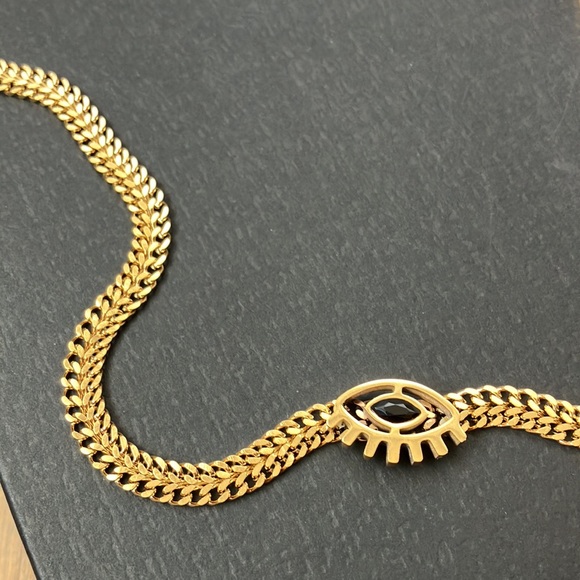 Evil Eye Pendant Necklace 18K Yellow Gold Over Stainless Steel. - Picture 6 of 6